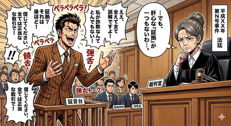 饒舌な証言をしたら勝つ、というわけではない。